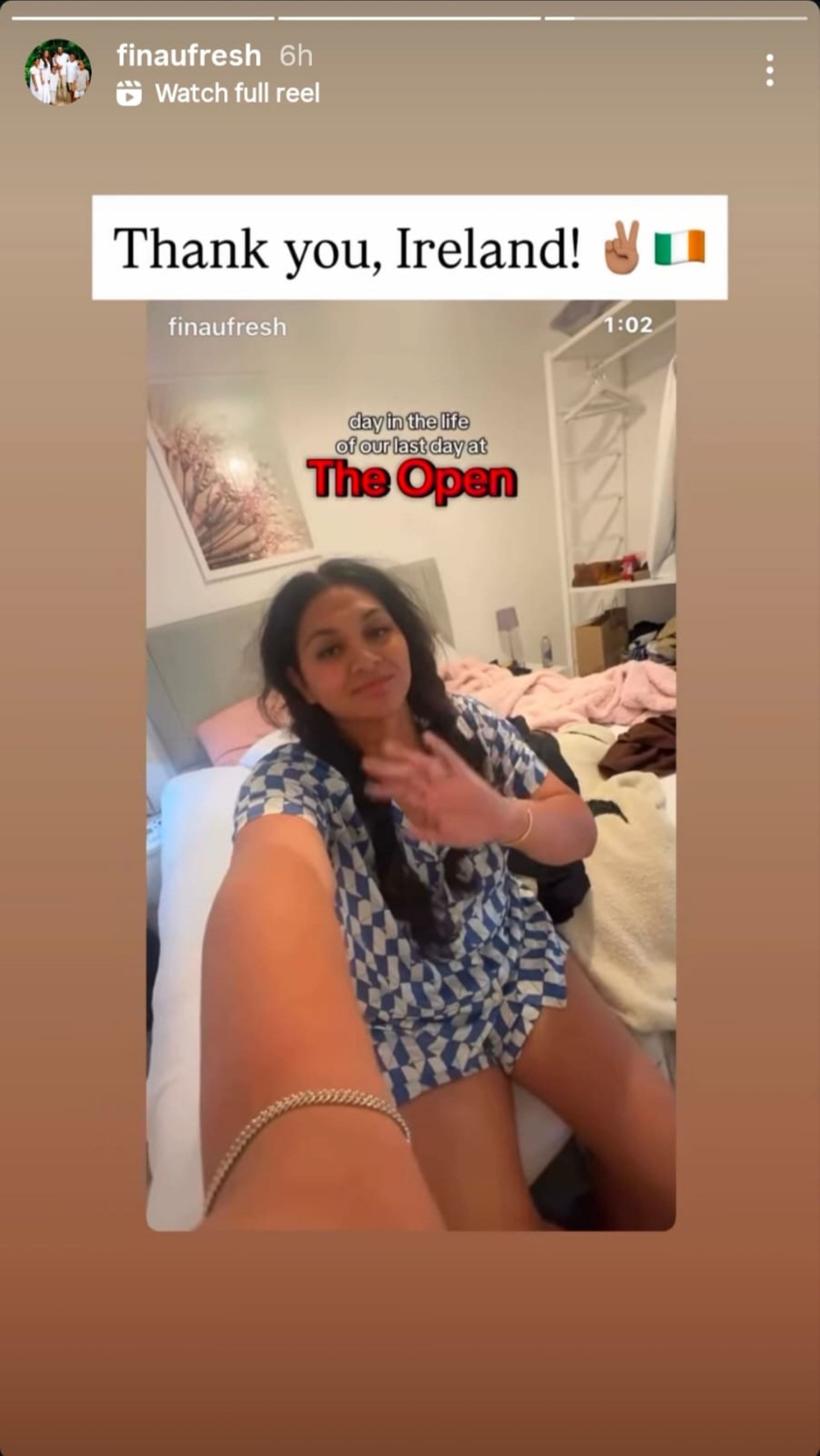 A still from Tony Finau's Instagram story (via @finaufresh)